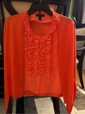 J. Crew Orange Ruffle-Front Sweater Set! One piece!!!